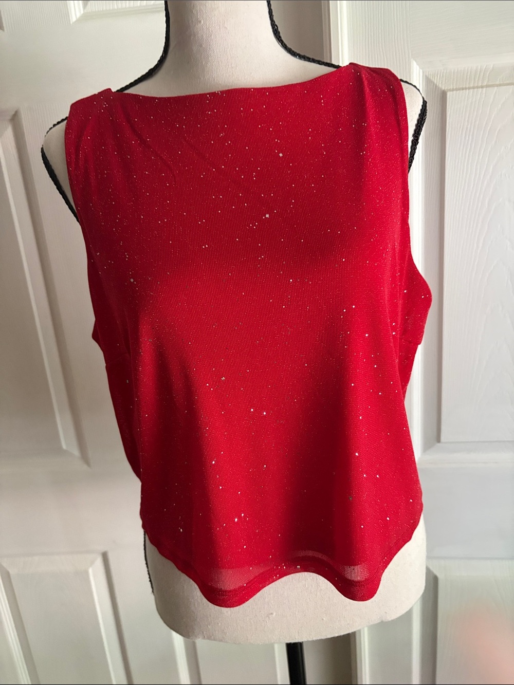 Women's Red Glitter Sleeveless Camisole
